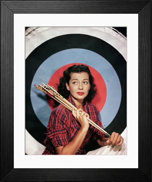 Framed Print : Actress Gail Russell Sitting with Archery Target and Arrows