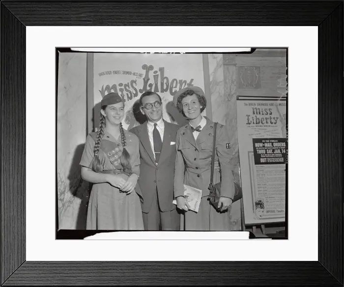Framed Print : Irving Berlin Being Greeted by Girl Scouts Framed Print : Irving Berlin Being Greeted by Girl Scouts