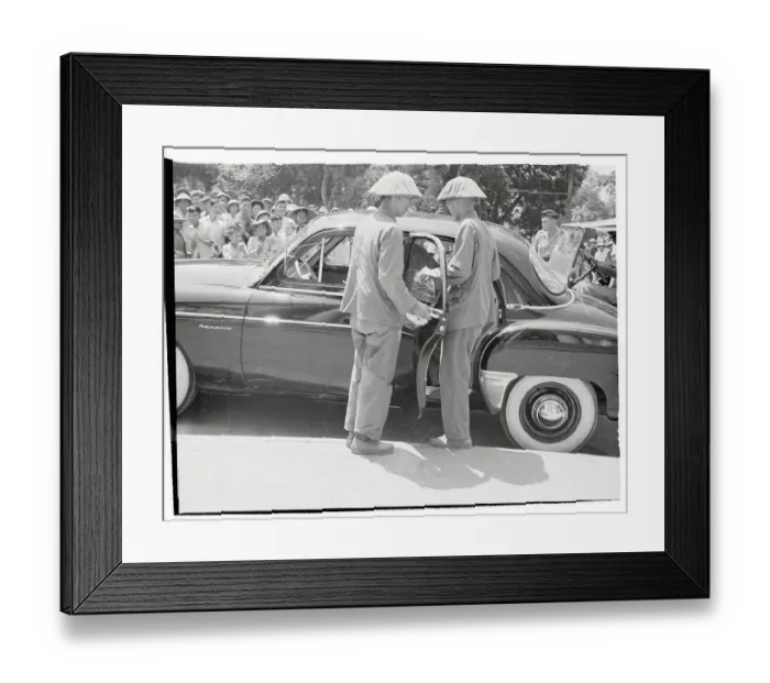 Framed Print : Vietnamese Officers Riding in French Car Framed Print : Vietnamese Officers Riding in French Car