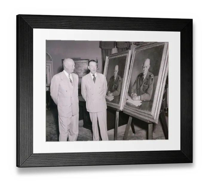 Framed Print : President Eisenhower Looking at Painted Portrait Framed Print : President Eisenhower Looking at Painted Portrait