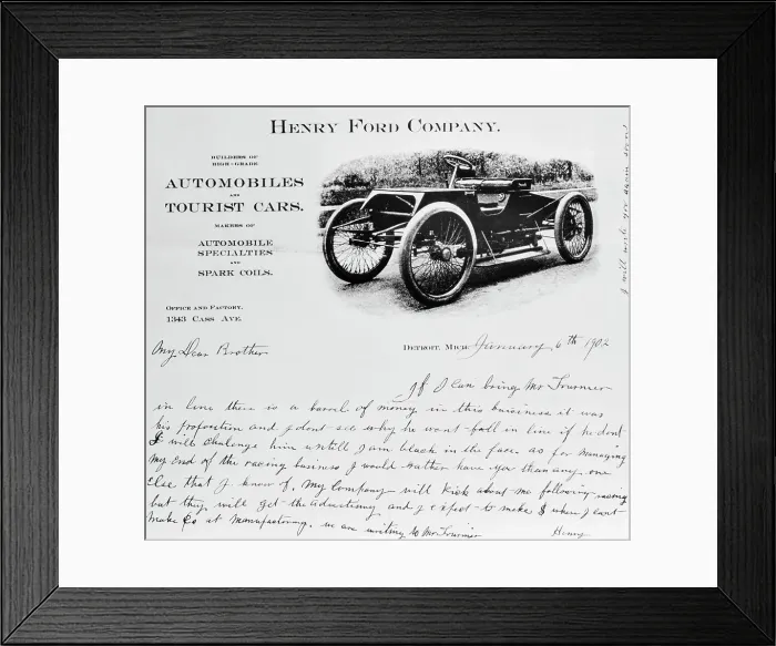Framed Print : Letter Written by Henry Ford Framed Print : Letter Written by Henry Ford