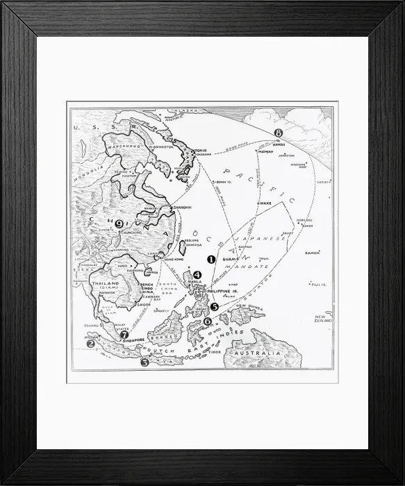 Framed Print : Pacific Maps for Strategies of Pearl Harbor Attack Framed Print : Pacific Maps for Strategies of Pearl Harbor Attack