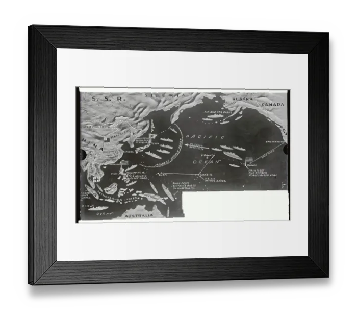 Framed Print : Map of War in The Pacific Framed Print : Map of War in The Pacific