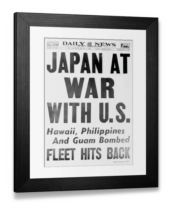 Framed Print : Daily News on United States at War with Japan Framed Print : Daily News on United States at War with Japan