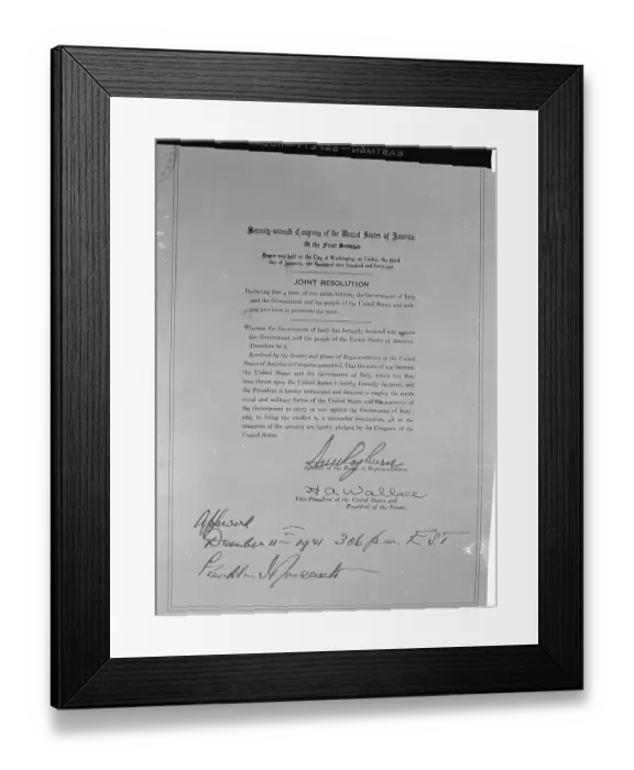 Framed Print : Copy of Joint Resolution of War with Italy Framed Print : Copy of Joint Resolution of War with Italy