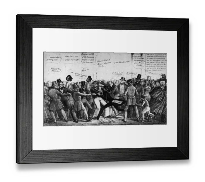 Framed Print : Political Cartoon of an Abolitionist Meeting with W.L.Garrison Framed Print : Political Cartoon of an Abolitionist Meeting with W.L.Garrison