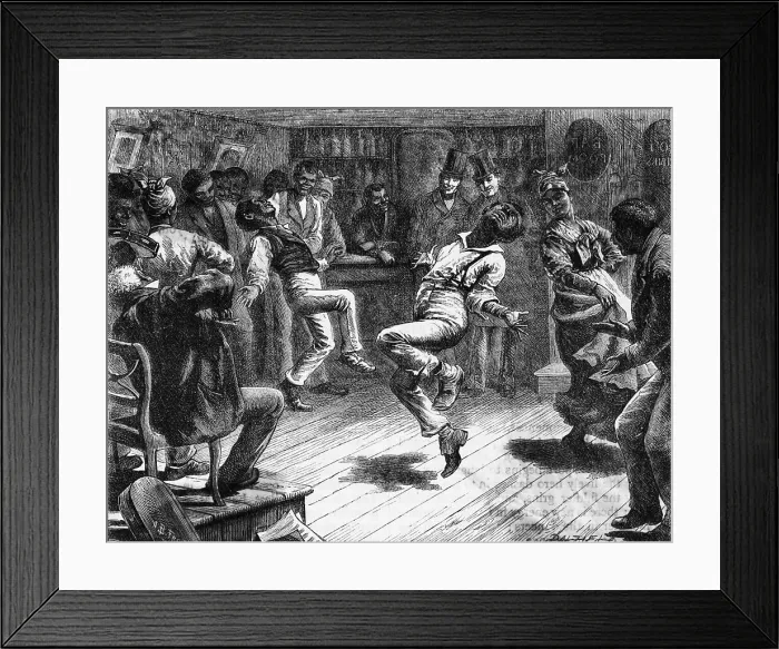 Framed Print : Engraving Of Dancing Blacks In Bar