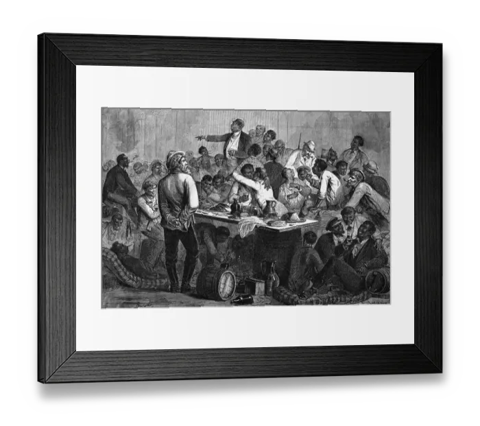 Framed Print : Woodcut Of Blacks Celebrating Freedom Framed Print : Woodcut Of Blacks Celebrating Freedom