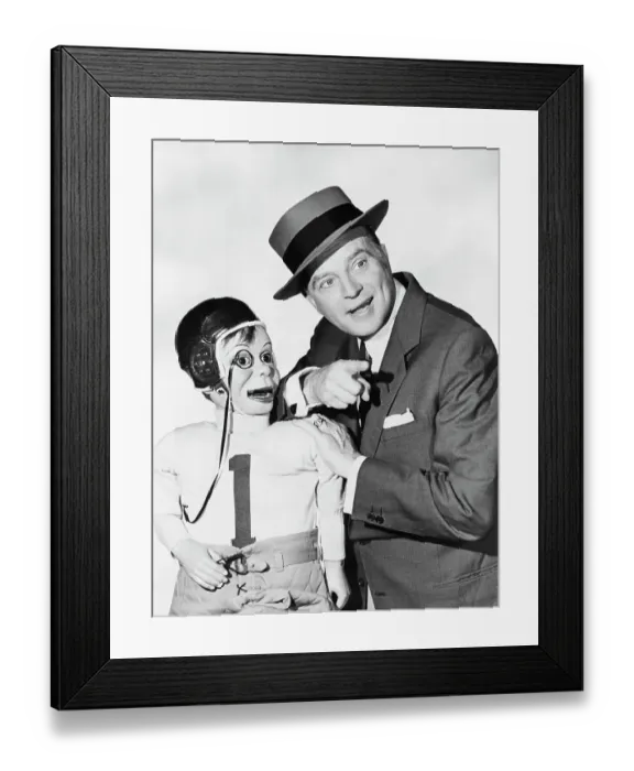 Framed Print : Edgar Bergen with Charlie McCarthy in Football Uniform