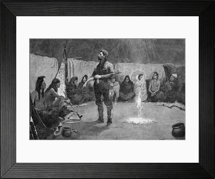 Framed Print : A Fur Trader In Council Tepee Framed Print : A Fur Trader In Council Tepee