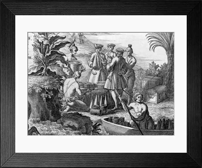 Framed Print : Indians Negotiating With Merchants