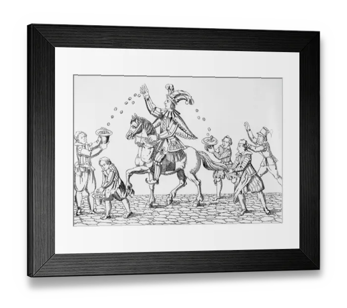 Framed Print : Fool On Horseback Giving Nuts & Goodies