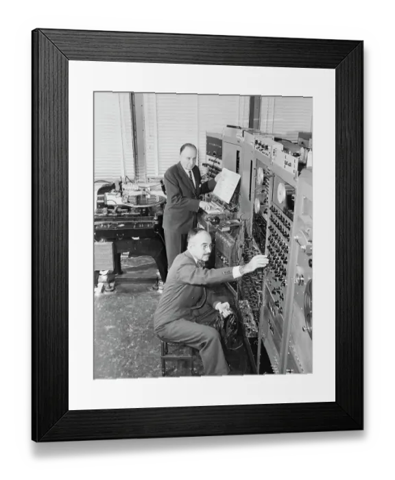 Framed Print : Researchers Testing Electronic Music Synthesizer Framed Print : Researchers Testing Electronic Music Synthesizer