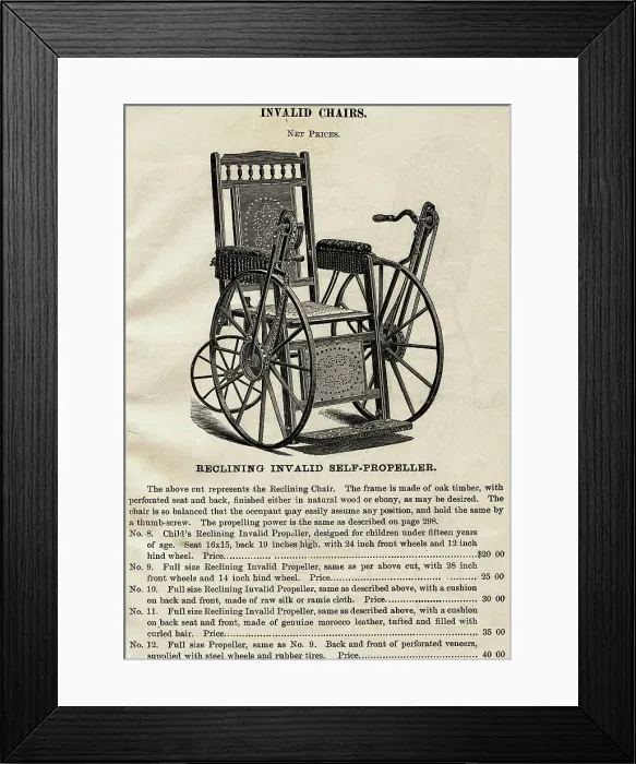 Framed Print : Early Wheelchair Advertisement Framed Print : Early Wheelchair Advertisement
