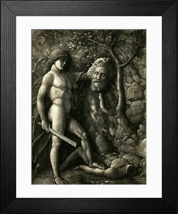 Framed Print : David and Goliath Attributed to Andrea Mantegna Framed Print : David and Goliath Attributed to Andrea Mantegna