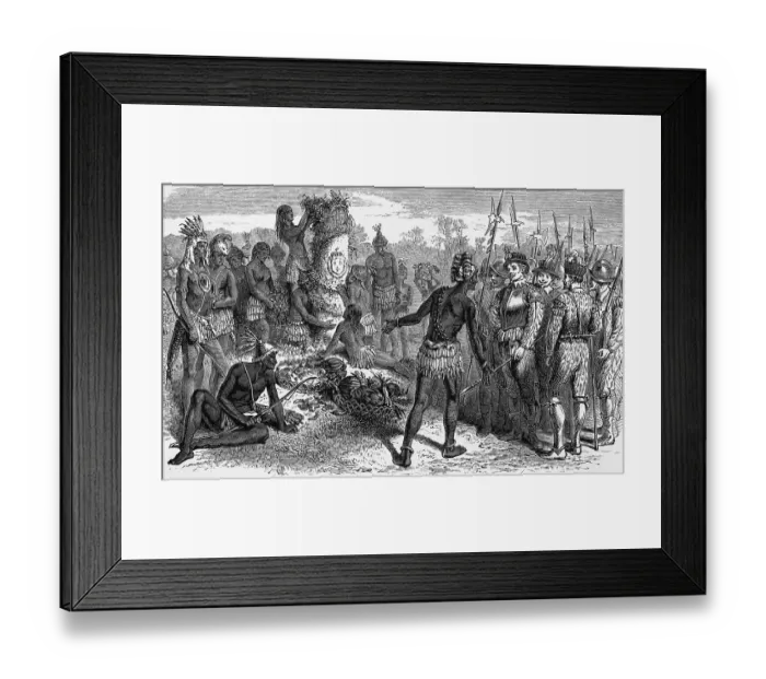 Framed Print : Engraving of Althore Showing Rene de Laudonniere the Worship of Ribault's Column Monument Framed Print : Engraving of Althore Showing Rene de Laudonniere the Worship of Ribault's Column Monument