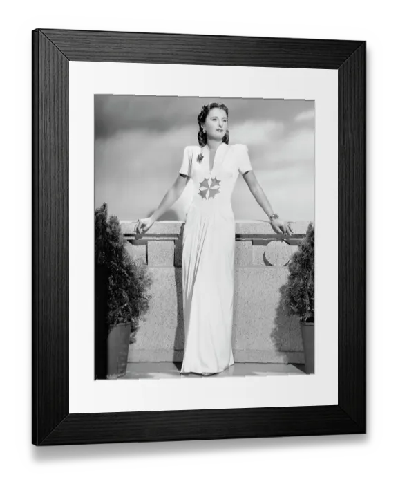 Framed Print : Barbara Stanwyck Modeling Her Own Gown Framed Print : Barbara Stanwyck Modeling Her Own Gown