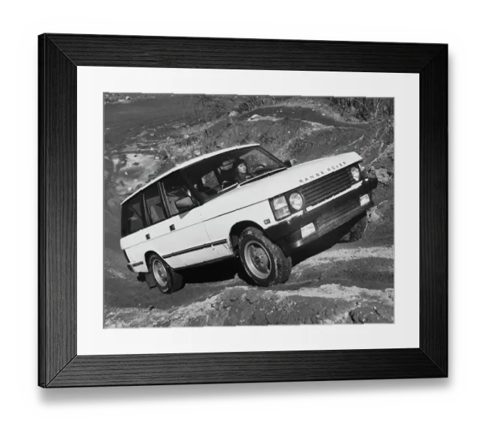Framed Print : Range Rover Driving Uphill Framed Print : Range Rover Driving Uphill