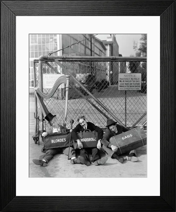 Framed Print : Marx Brothers Sitting Outside Gate Framed Print : Marx Brothers Sitting Outside Gate