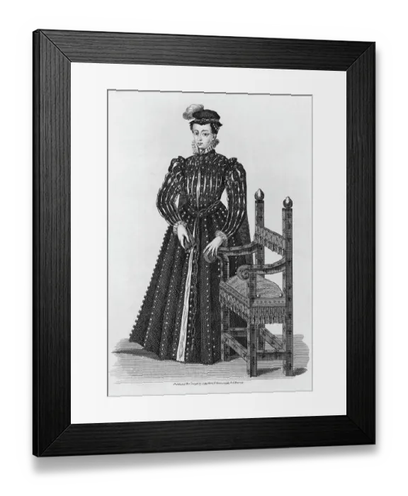 Framed Print : Drawing of Mary the Scotland Queen by Chair Framed Print : Drawing of Mary the Scotland Queen by Chair