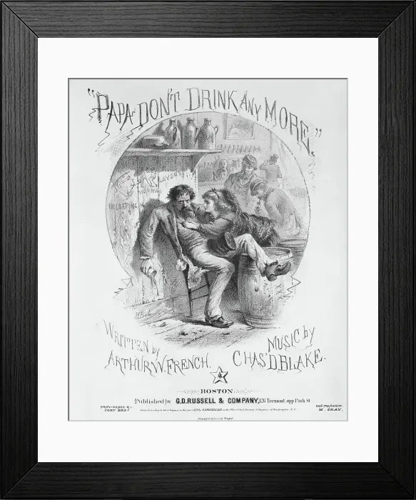 Framed Print : Cartoon Showing Young Girl with Drunken Dad Framed Print : Cartoon Showing Young Girl with Drunken Dad