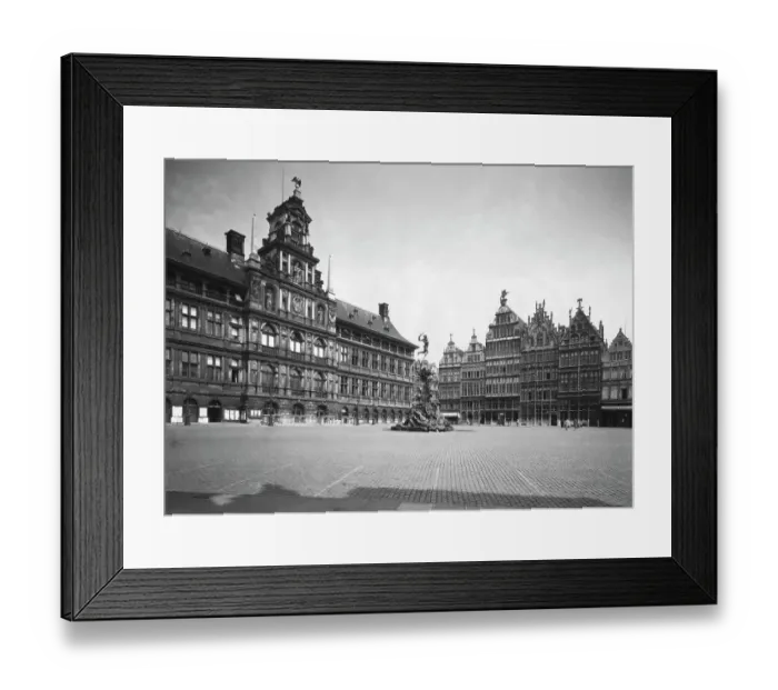 Framed Print : Town Center with Exquisite Buildings and Center Sculpture Framed Print : Town Center with Exquisite Buildings and Center Sculpture
