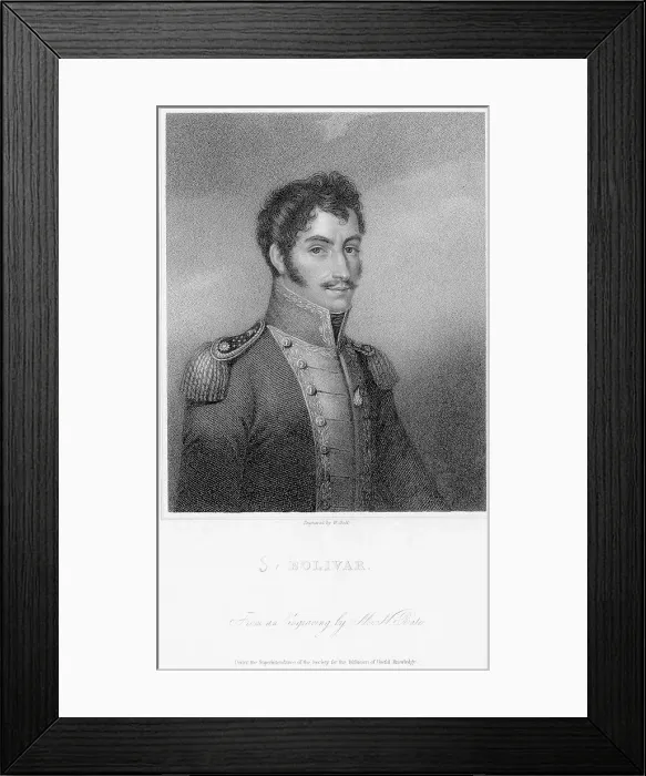 Framed Print : Portrait of Simon Bolivar by M. N. Bate Framed Print : Portrait of Simon Bolivar by M. N. Bate