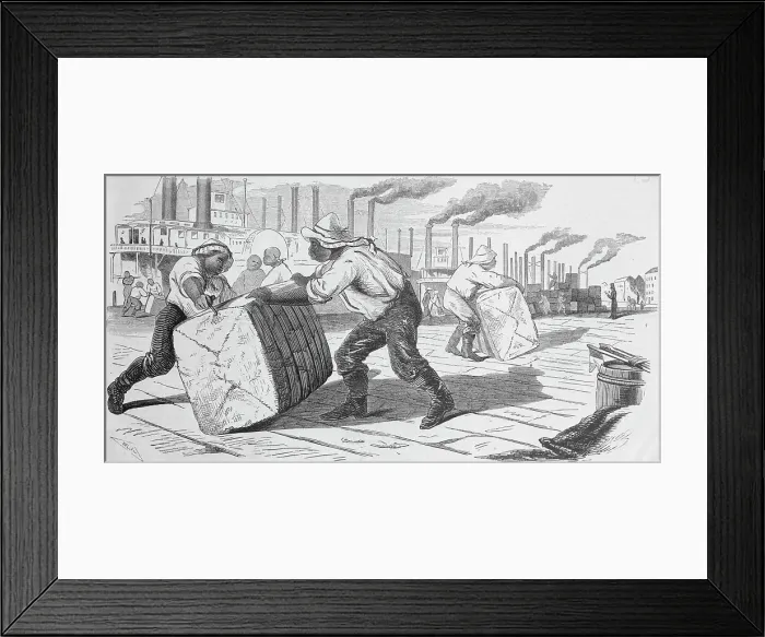Framed Print : Slaves Unloading Cotton