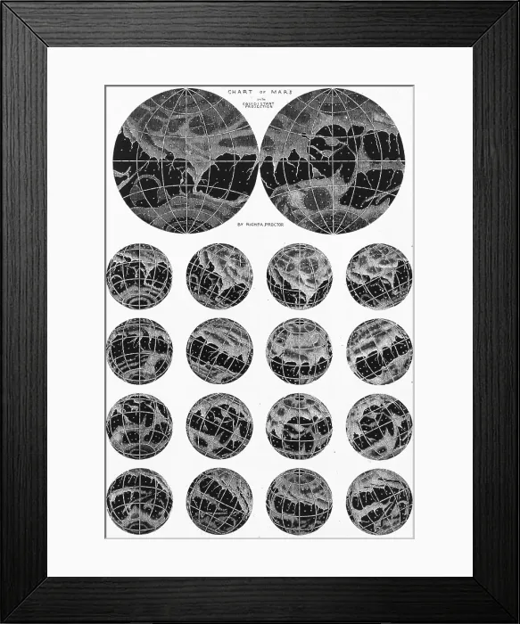 Framed Print : Illustrated Collection of the Planet Mars Framed Print : Illustrated Collection of the Planet Mars