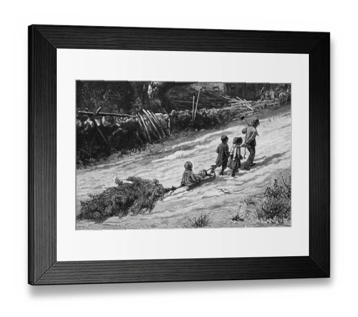 Framed Print : Children Bringing Home a Christmas Tree Framed Print : Children Bringing Home a Christmas Tree