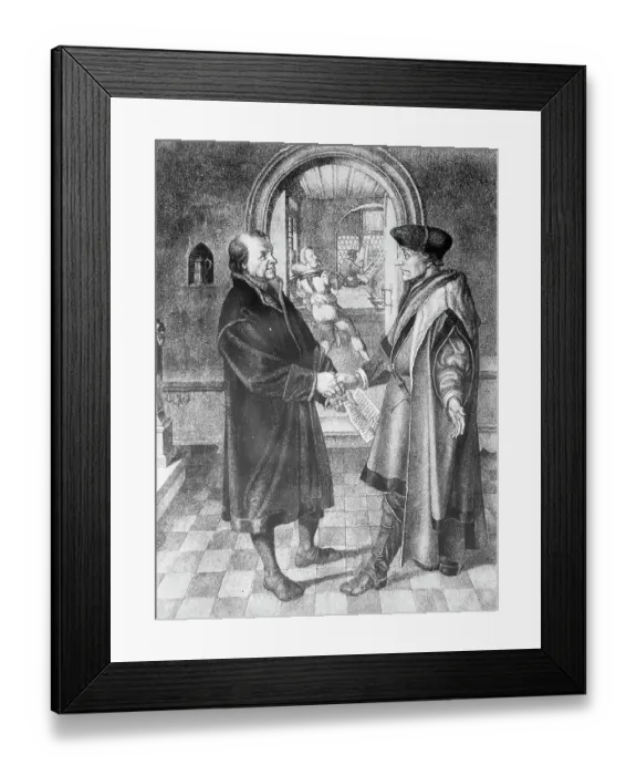 Framed Print : Erasmus and Johannes Froben Shaking Hands Framed Print : Erasmus and Johannes Froben Shaking Hands