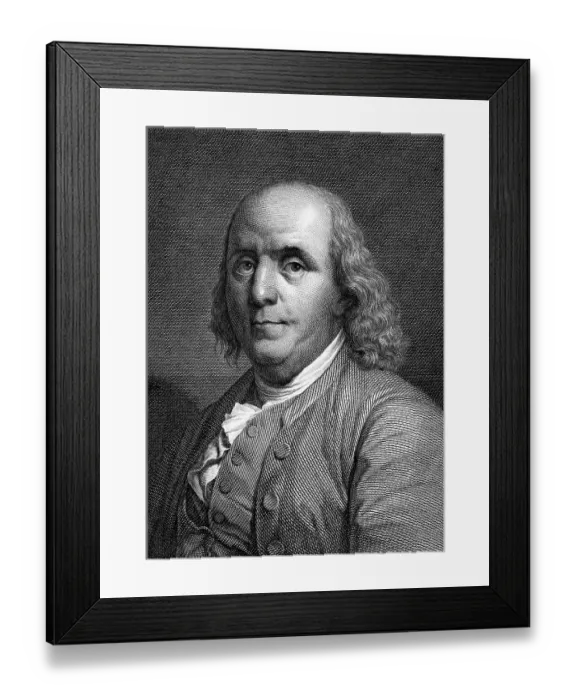 Framed Print : Engraved Portrait of Benjamin Franklin Framed Print : Engraved Portrait of Benjamin Franklin