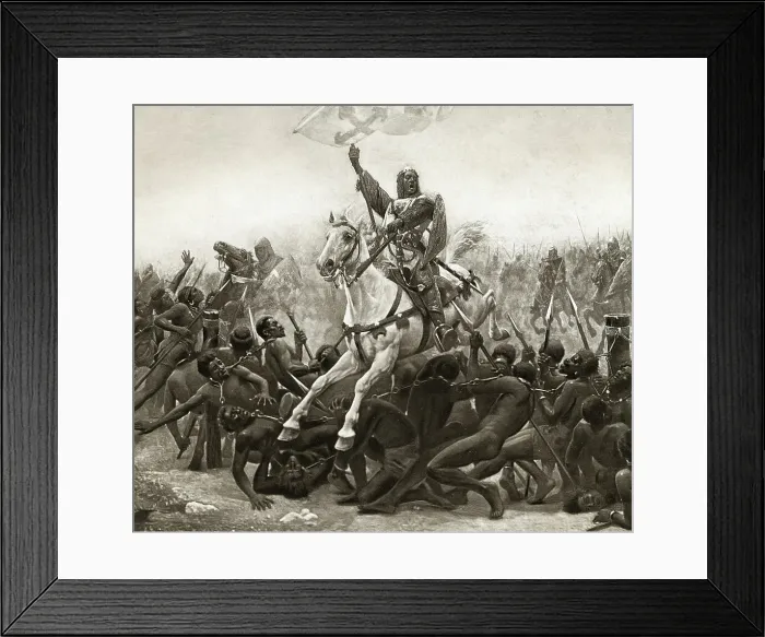 Framed Print : Lithograph of a Battle During Crusades Framed Print : Lithograph of a Battle During Crusades