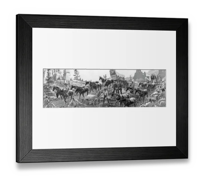 Framed Print : Men Marching Through Mountain Range Framed Print : Men Marching Through Mountain Range