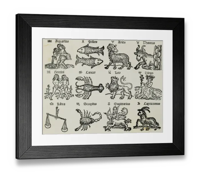 Framed Print : Illustrations Depicting Zodiac Signs Framed Print : Illustrations Depicting Zodiac Signs