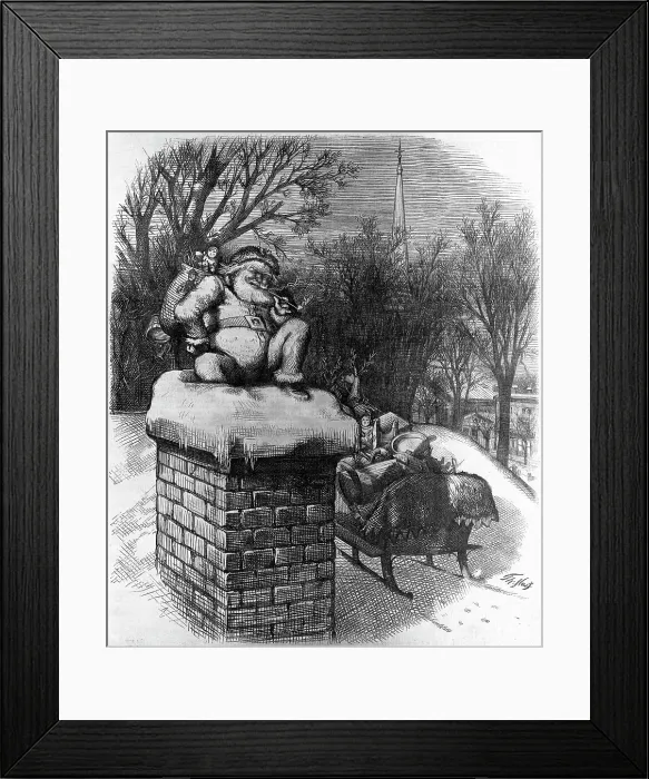 Framed Print : Santa Claus Waiting On The Roof Framed Print : Santa Claus Waiting On The Roof