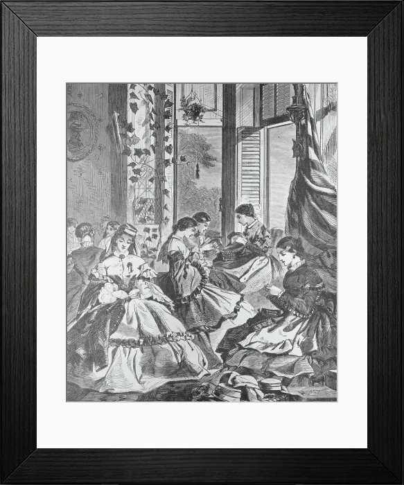 Framed Print : Women Making Havelocks Framed Print : Women Making Havelocks