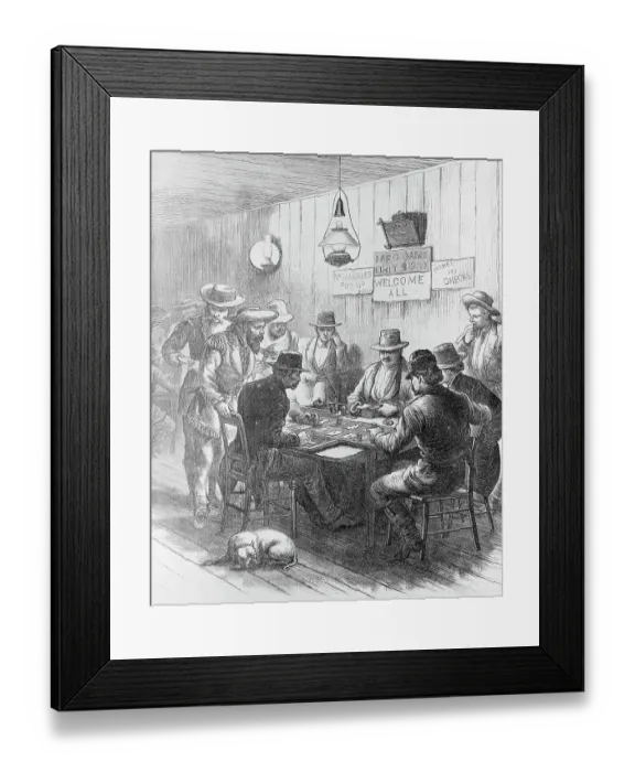 Framed Print : Men Gambling at Saloon