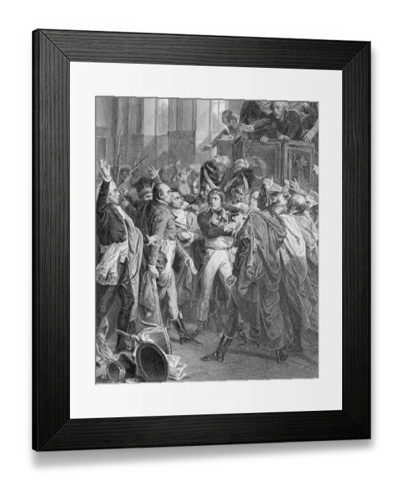 Framed Print : Engraving After General Bonaparte in the Counsel of 500 in Saint Cloud by Francois Bouchot