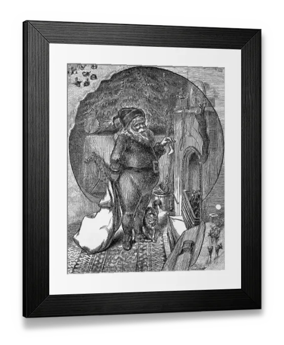 Framed Print : Santa Claus Filling Christmas Stockings Framed Print : Santa Claus Filling Christmas Stockings