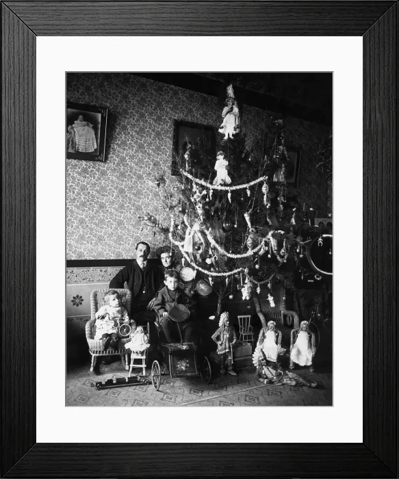 Framed Print : Family Beside Their Christmas Tree Framed Print : Family Beside Their Christmas Tree
