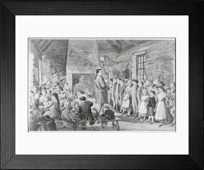 Framed Print : Painting of Colonial Schoolroom Scene Framed Print : Painting of Colonial Schoolroom Scene