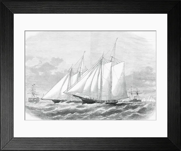 Framed Print : Engraving of Yacht Race Framed Print : Engraving of Yacht Race