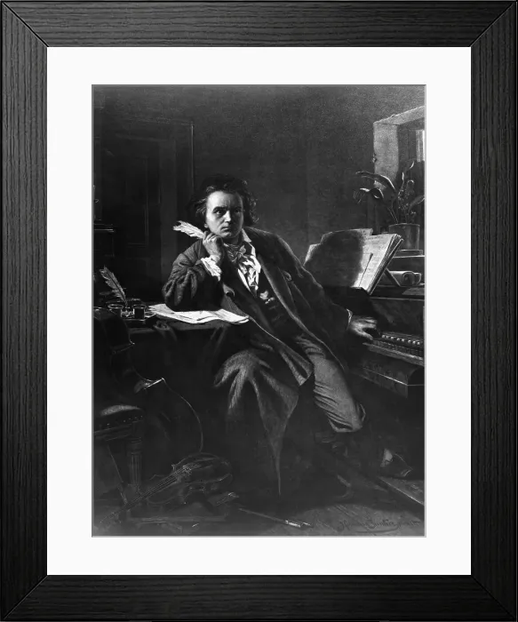 Framed Print : Beethoven Concentrating on His Work Framed Print : Beethoven Concentrating on His Work