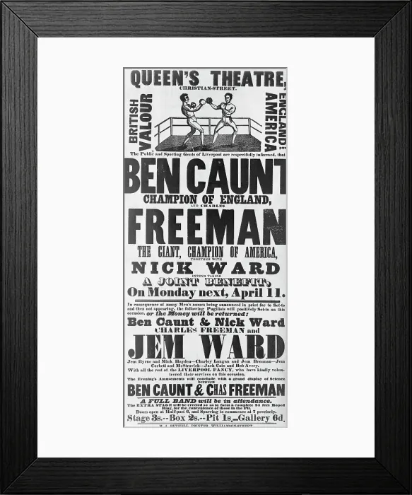 Framed Print : Poster Announcing a Boxing Bout Framed Print : Poster Announcing a Boxing Bout