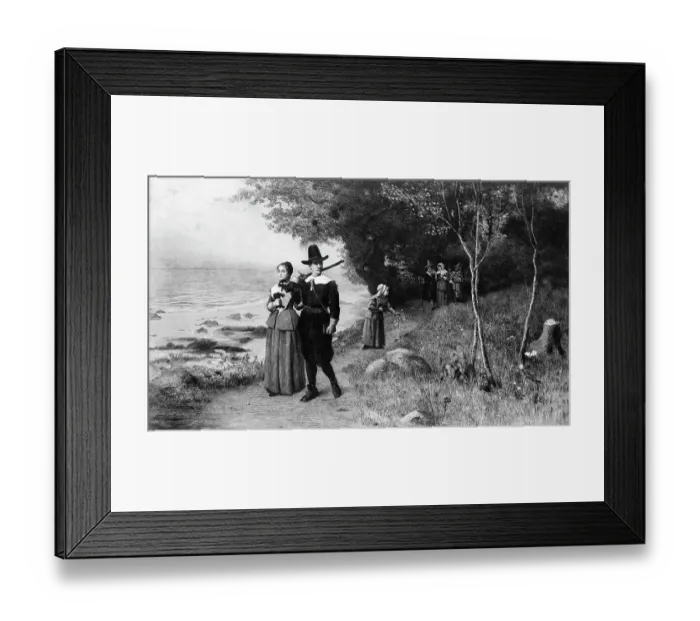 Framed Print : Engraving of Puritans Walking to Church by J.S. King Framed Print : Engraving of Puritans Walking to Church by J.S. King