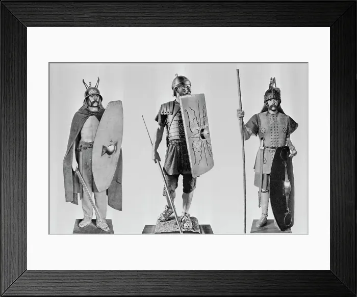 Framed Print : Two Gallic Warriors and a Roman Legionnaire Framed Print : Two Gallic Warriors and a Roman Legionnaire