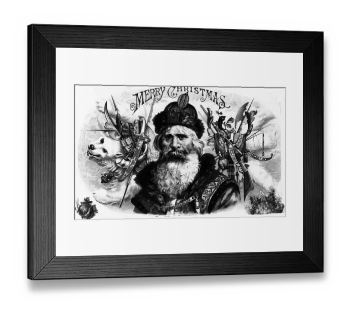Framed Print : Lithograph of Santa Claus with Hunting Regalia Framed Print : Lithograph of Santa Claus with Hunting Regalia