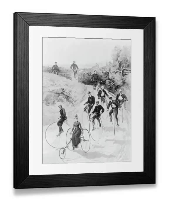 Framed Print : Men and Women Riding Bicycles Framed Print : Men and Women Riding Bicycles