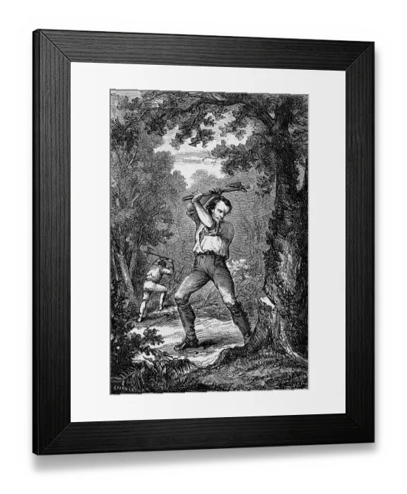 Framed Print : Abraham Lincoln Chopping Down Tree Framed Print : Abraham Lincoln Chopping Down Tree